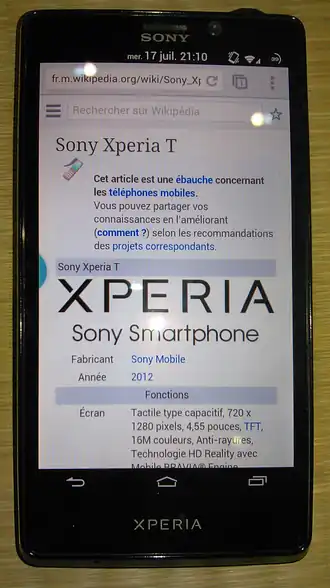 Image illustrative de l’article Sony Xperia T