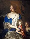 La princesse Sophie-Dorothée de Hanovre avec ses enfants Georges Auguste et Sophie Dorothée, Residenzmuseum im Celler Schloss, v.&nbsp;1692.