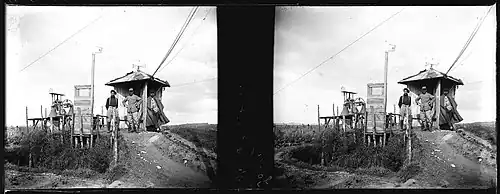Poste de guet pendant la Première Guerre mondiale, photo Raoul Berthelé, Archives municipales de Toulouse.