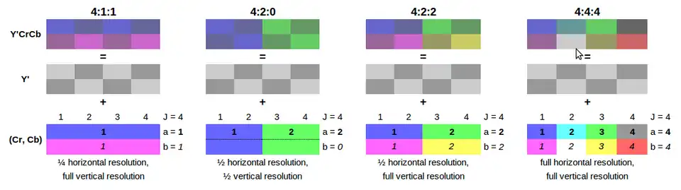Illustration des différents types de sous-échantillonnage