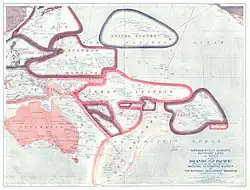 Carte des mandats internationaux dans le Pacifique (1921).