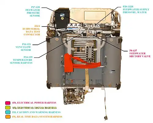 Vue arrière du PLSS sans son revêtement thermique.
