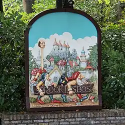 Panneau à l'entrée du Bois des contes