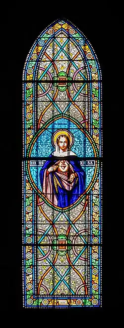 Vitrail représentant le Sacré-Cœur de Marie.
