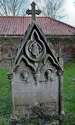 Gothic Revival headstone of Henry and Charlotte Cain (1871)