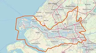 carte administrative de la région urbaine de Rotterdam