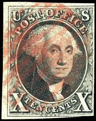 Premier timbre-poste des États-Unis de 1847 (10 cents)