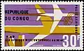 Timbre « poste aérienne, république du Congo », couleurs jaune rose blanc
