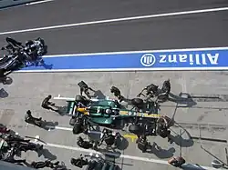 Photographie du stand Caterham lors du Grand Prix d'Italie 2012