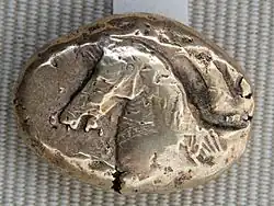 Statère d'électrum, Ionie, vers 600-580 av. J.-C. Cabinet des médailles de la Bibliothèque nationale de France.