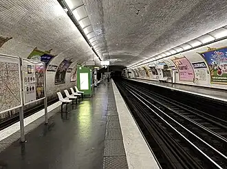 Vue des quais de la station, en direction de Balard.