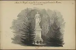 Statue de Virgile dans le Palais Cavriani en 1845, dessin par Désiré Monnier.
