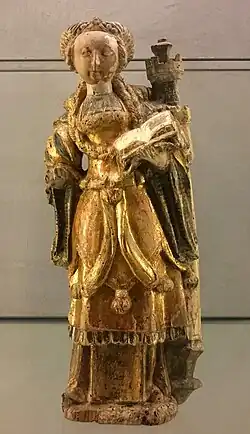 Sainte Barbe, Malines, début XVIe siècle, bois de chêne, musée des Beaux-Arts de Lyon.