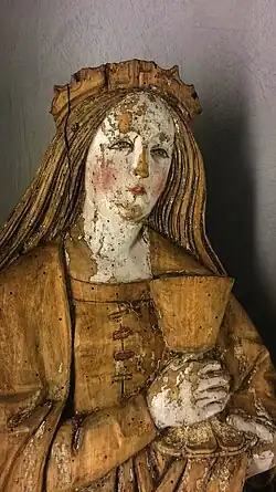 Sainte Barbe, Souabe, début XVIe siècle, bois de tilleul, musée des Beaux-Arts de Lyon.