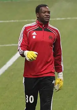 Photographie montrant le gardien de but marseillais Steve Mandanda.