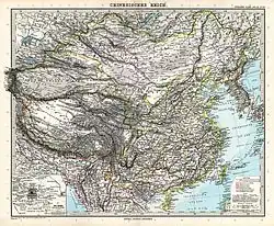 1891. Carte de l'Empire Qing publiée par le cartographe allemand Adolf Stieler.