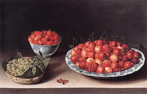 Nature morte aux cerises, fraises et groseilles (1630),Norton Simon Museum.