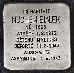 Nuchem Bialek, rue de la Régence, 80 à Charleroi.