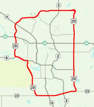 Carte de la Route 201 (Alberta).