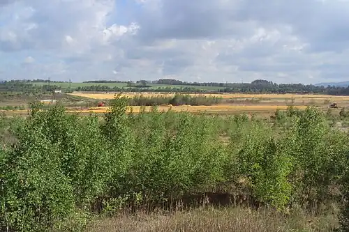 Bassins de décantation de résidus des mines d'uranium.