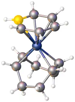 Structure du complexe (η6-C5H5BH)Rh(C8H12).