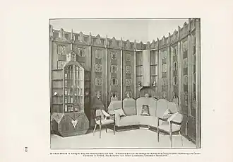 Salon conçu par Pankok pour l'exposition du Stuttgarter Mitteilungen über Kunst und Gewerbe de 1904-1905.