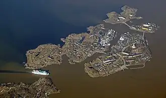 Vue aérienne des huit îles de Suomenlinna