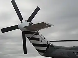 Super Frelon flottille 32F rotor anti-couple aux couleurs Bretonnes à l'aéroport de Dinard Pleurtuit Saint-Malo