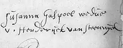 signature de Susanna van Steenwijk