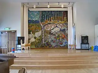 École Olovslund, l'auditorium avec la fresque murale de Sven Erixson de 1935.