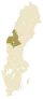 Carte représentant la province de Jämtland au sein de la Suède, au nord-ouest du pays.