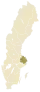 Carte représentant la province d'Uppland au sein de la Suède, au centre-est du pays.