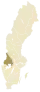 Carte représentant la province de Värmland au sein de la Suède, au centre-ouest du pays.