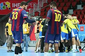 Nikola Karabatic et Cédric Sorhaindo, en 2014