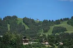 Le mont d'Arbois et la télécabine depuis Megève.