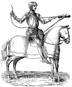 Cavalier couleuvrinier utilisant une couleuvrine à main