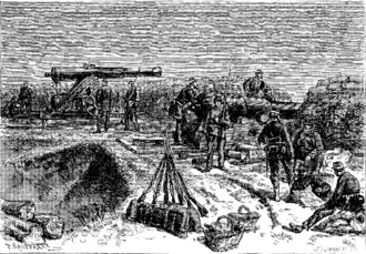 Batterie d’artillerie servie par les gardes nationaux, pendant le siège de Paris.