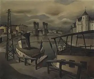 Hando Mugasto (1907–1937), Pont de pierre de Tartu, 1931. Toile, huile.