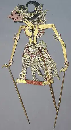 Marionnette wayang représentant Kichaka (Raden Kencaka)