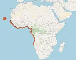 Distribution de Trachinotus teraia d'après l'UICN