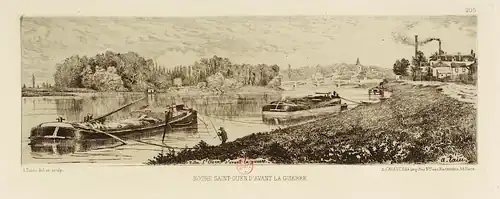 La Seine avec vue de Saint-Ouen, eau-forte d'Alfred Taiée (avant 1870).