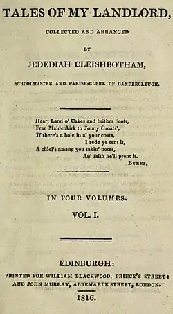 Page de titre en anglais. En exergue, quatre vers de Robert Burns.