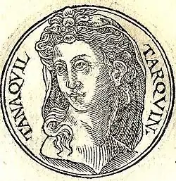 Portrait  de Tanaquil, sous forme de médaille, figurant dans le Promptuarii Iconum Insigniorum de Guillaume Rouillé