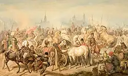 Juliusz Kossak – Marché aux chevaux à Prague (1866)