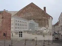 Peinture murale de la Maison Von Bock représentant le bâtiment principal de l'université