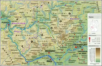 Carte topographique du Taunus.