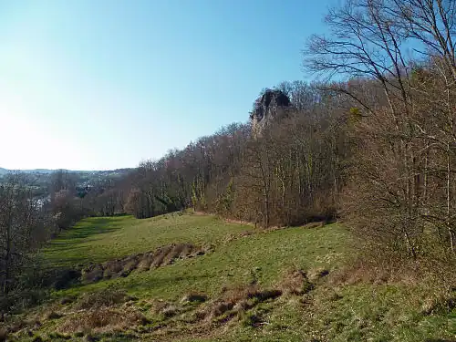Vue vers Roquelaure et son rocher.