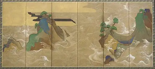 Vagues à Matsushima de Tawaraya Sōtatsu en 1628.