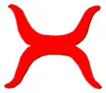 La marque de la tribu Tuchuk représentant quatre cornes et figurant un "H".