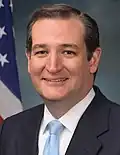 Ted Cruz, sénateur du Texas depuis 2013,,,. Il entre en course le 23 mars 2015 et abandonne le 3 mai 2016.